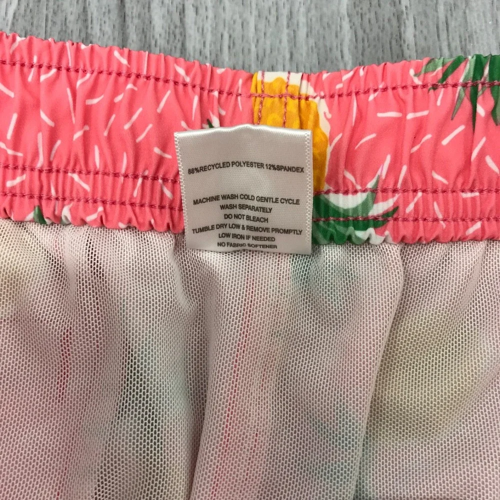 Bearbottom Clothing Mens Pink Pineapple Swim Trunks Board Shorts 7 Inch Large